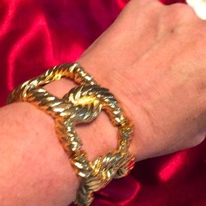Vintage Gold Tone Rope Metal Stretch Bracelet
